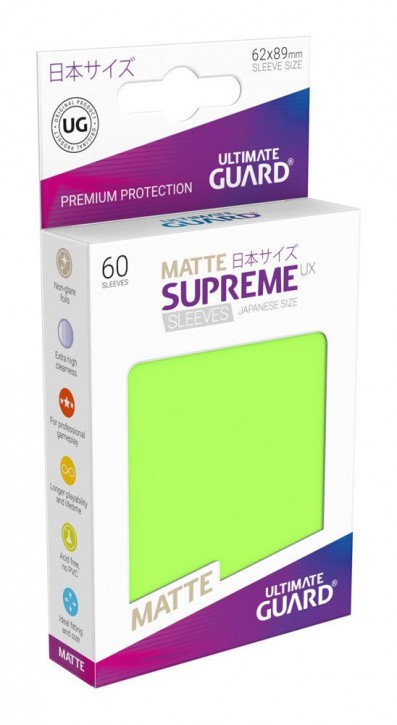 60 Ultimate Guard Supreme UX Sleeves Japanisch Matt Hellgrün