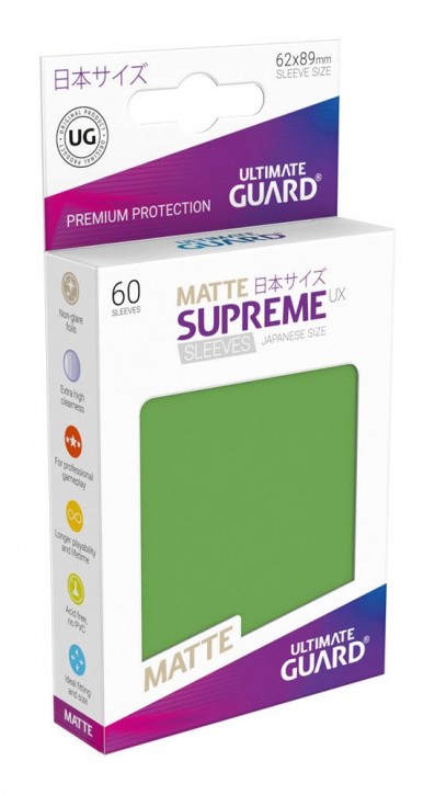 60 Ultimate Guard Supreme UX Sleeves Japanisch Matt Grün