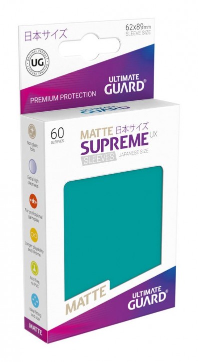 60 Ultimate Guard Supreme UX Sleeves Japanisch Matt Petrol