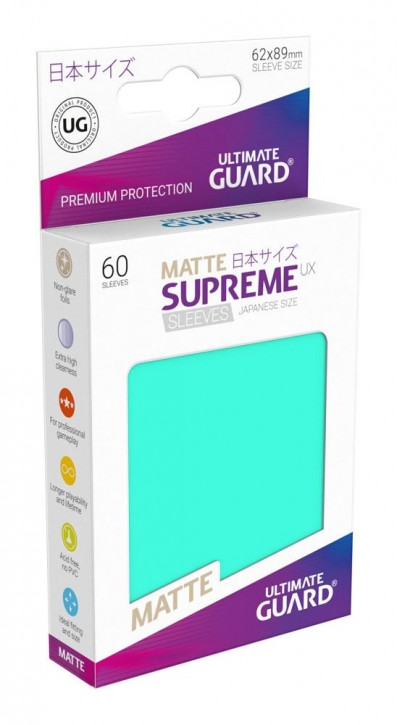 60 Ultimate Guard Supreme UX Sleeves Japanisch Matt Türkis