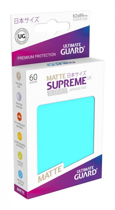 60 Ultimate Guard Supreme UX Sleeves Japanisch Matt Aquamarin