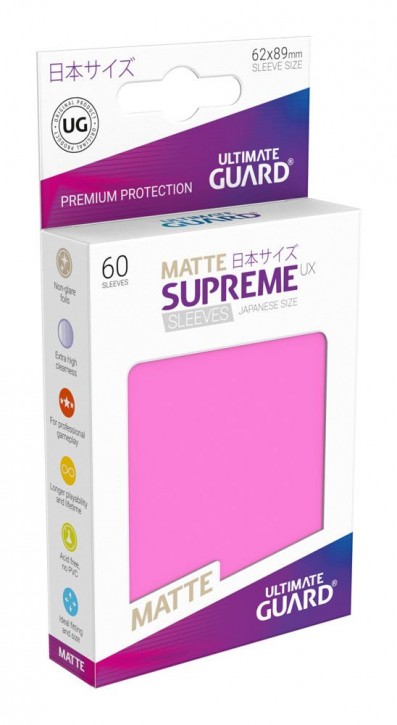 60 Ultimate Guard Supreme UX Sleeves Japanisch Matt Pink