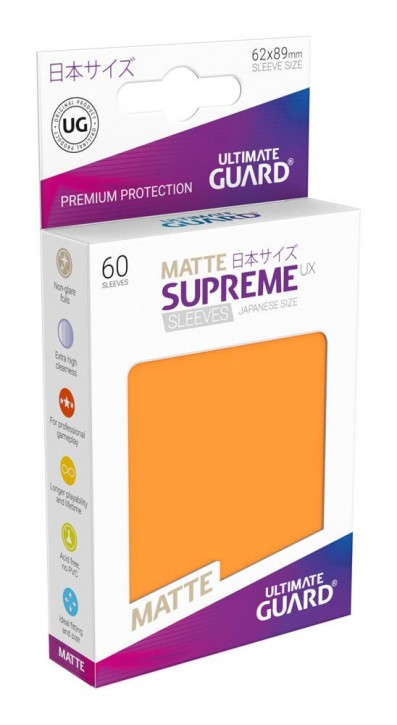60 Ultimate Guard Supreme UX Sleeves Japanisch Matt Orange