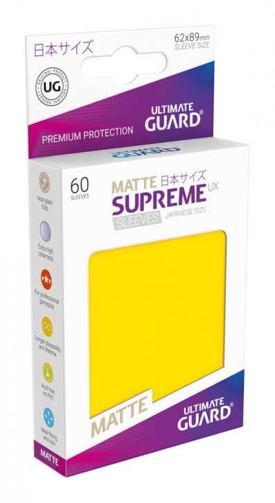 60 Ultimate Guard Supreme UX Sleeves Japanisch Matt Gelb