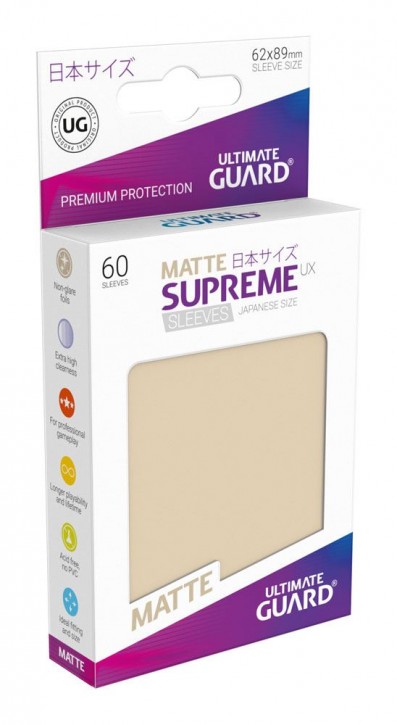 60 Ultimate Guard Supreme UX Sleeves Japanisch Matt Sand
