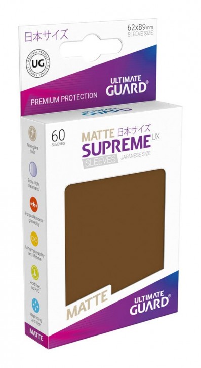 60 Ultimate Guard Supreme UX Sleeves Japanisch Matt Braun